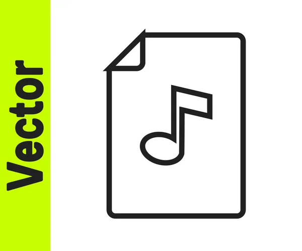 Zwarte Lijn Muziekboek Met Noot Pictogram Geïsoleerd Witte Achtergrond Muziekblad — Stockvector