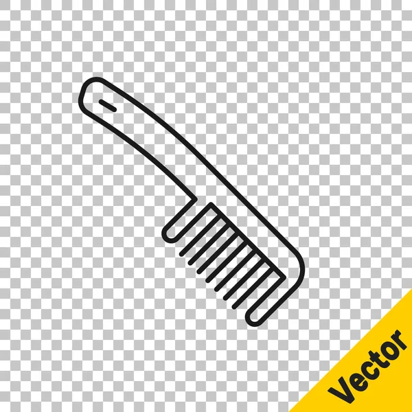 Ligne Noire Icône Brosse Cheveux Isolé Sur Fond Transparent Peigne — Image vectorielle