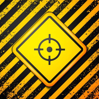 Siyah Hedef spor ikonu sarı arka planda izole edildi. Atış mesafesi ya da atış mesafesi için sayıları olan temiz bir hedef. Uyarı işareti. Vektör.