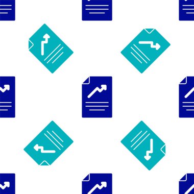 Grafik grafik simgesine sahip Mavi Belge beyaz arkaplanda izole edilmiş pürüzsüz desen. Metin dosya simgesini rapor et. Muhasebe tabelası. Denetim, analiz, planlama. Vektör.