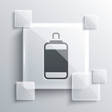 Gri arka planda Gri Kum Torbası simgesi izole edildi. Kare cam paneller. Vektör.