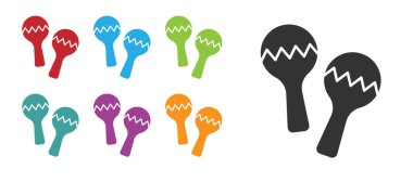 Siyah Marakas simgesi beyaz arkaplanda izole edildi. Meksika müzik enstrümanı. Simgeleri renklendirin. Vektör.