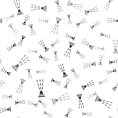 Siyah Ateş püskürtme sistemi simgesi beyaz arka planda izole edilmiş pürüzsüz desen. Fıskiye, yangın söndürücü, katı ikon. Vektör.