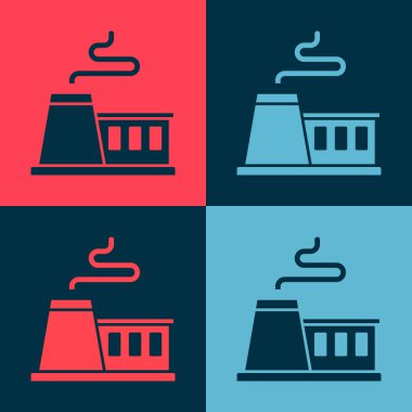 Pop Art Factory simgesi renk arkaplanında izole edildi. Endüstriyel bina. Vektör.