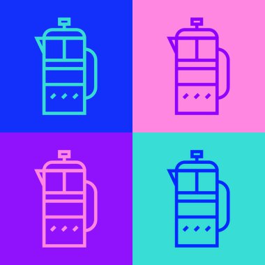 Pop Art Line Fransız basın simgesi renk arkaplanında izole edildi. Vektör İllüstrasyonu.