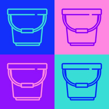 Pop Art Line Bucket simgesi renk arkaplanında izole edildi. Vektör İllüstrasyonu.