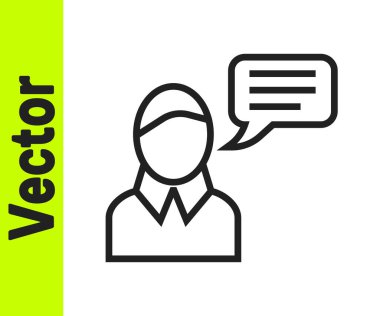 Siyah çizgi konuşma balonu sohbet simgesi beyaz arkaplanda izole edildi. İleti simgesi. İletişim ya da yorum sohbet sembolü. Vektör.