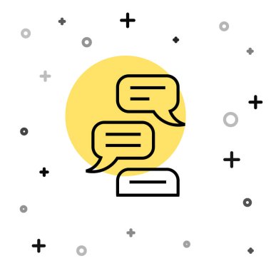 Siyah çizgi konuşma balonu sohbet simgesi beyaz arkaplanda izole edildi. İleti simgesi. İletişim ya da yorum sohbet sembolü. Rastgele dinamik şekiller. Vektör.