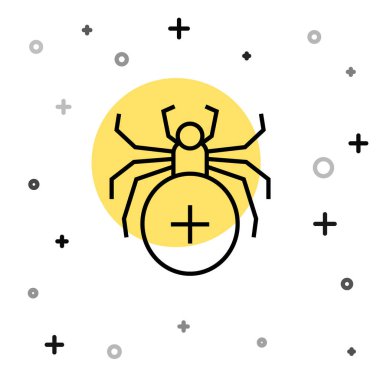 Siyah çizgi Örümcek simgesi beyaz arkaplanda izole edildi. Mutlu Cadılar Bayramı Partisi. Rastgele dinamik şekiller. Vektör.