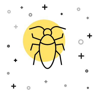 Siyah çizgi hamamböceği simgesi beyaz arkaplanda izole edildi. Rastgele dinamik şekiller. Vektör.