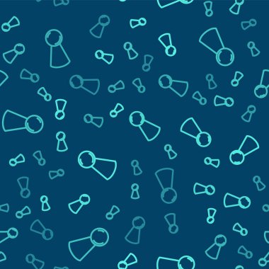 Tahta oyun simgesi için yeşil çizgi çipi mavi arkaplanda izole edilmiş pürüzsüz desen. Vektör.