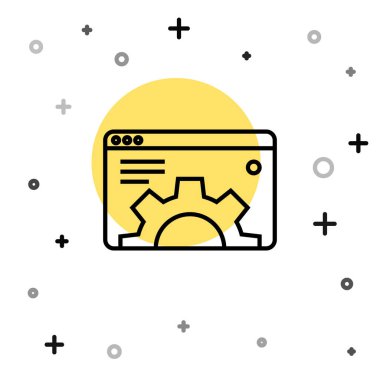 Siyah çizgi Tarayıcı ayarı simgesi beyaz arkaplanda izole edildi. Ayarlama, servis, bakım, onarım, onarım. Rastgele dinamik şekiller. Vektör.