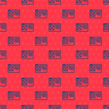 Mavi çizgi Tarayıcı pencere simgesi kırmızı arkaplanda izole edilmiş pürüzsüz desen. Vektör.