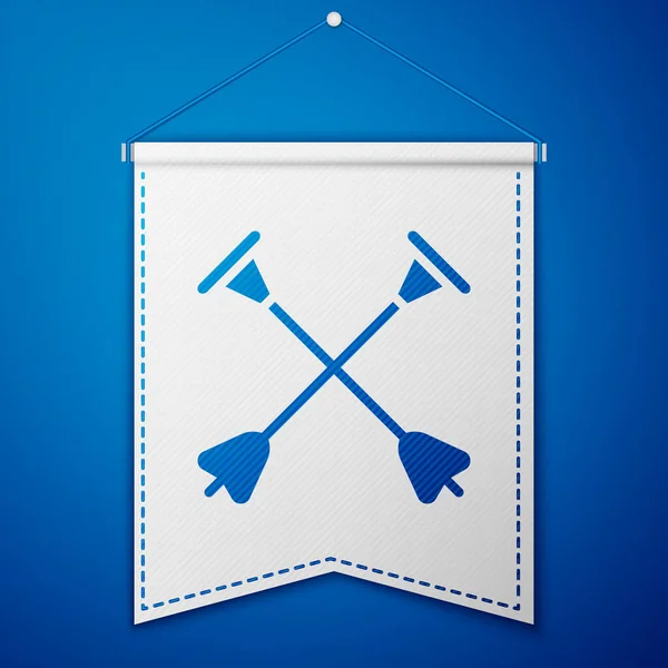 Modrá Šipka Ikonou Hrotu Přísavky Izolované Modrém Pozadí Bílá Vlajková — Stockový vektor