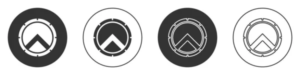 Escudo Griego Negro Con Icono Ornamento Griego Aislado Sobre Fondo — Vector de stock