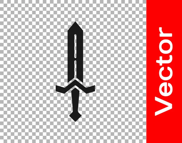 Mittelalterliches Schwarzes Schwert Symbol Isoliert Auf Transparentem Hintergrund Mittelalterliche Waffe — Stockvektor