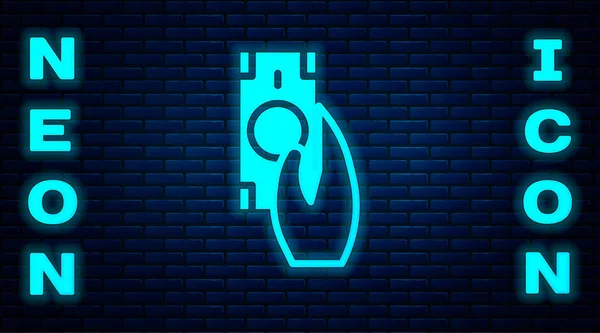 Gloeiende Neon Snelle Betalingen Pictogram Geïsoleerd Baksteen Muur Achtergrond Snelle — Stockvector