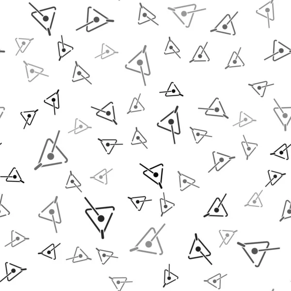 Чорний Трикутник Значок Музичного Інструменту Ізольований Безшовний Візерунок Білому Тлі — стоковий вектор