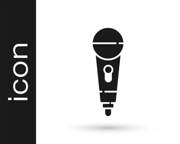 Icône Microphone Noir Isolé Sur Fond Blanc Sur Micro Micro — Image vectorielle
