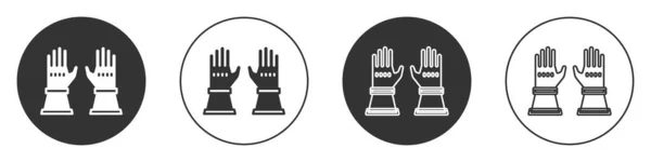 Schwarze Feuerwehrhandschuhe Auf Weißem Hintergrund Handschuhe Schützen Kreis Taste Vektor — Stockvektor