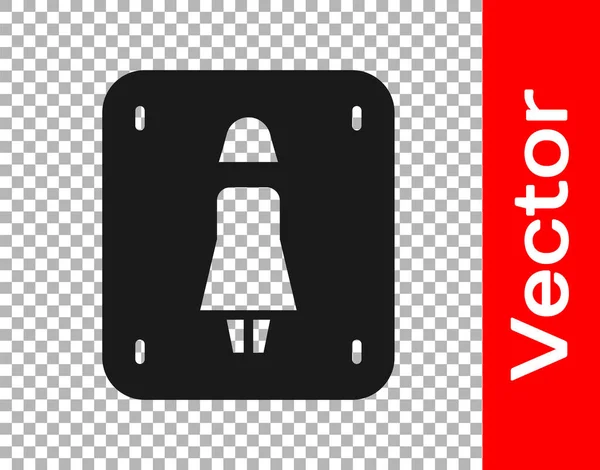 Schwarzes Symbol Für Weibliche Toilette Isoliert Auf Transparentem Hintergrund Schild — Stockvektor