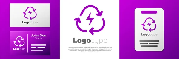 Logotype Μπαταρία Εικονίδιο Ανακύκλωσης Γραμμής Συμβόλων Που Απομονώνεται Λευκό Φόντο — Διανυσματικό Αρχείο