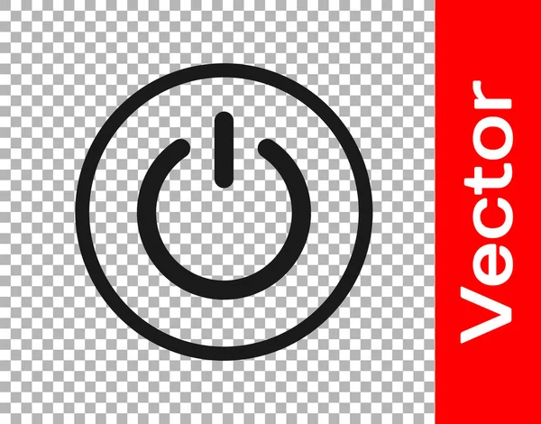Черная Кнопка Питания Значок Изолирован Прозрачном Фоне Начинай Вектор — стоковый вектор