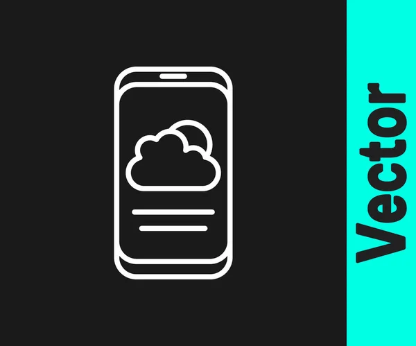 Иконка Прогноза Погоды Белой Линии Изолирована Черном Фоне Вектор — стоковый вектор