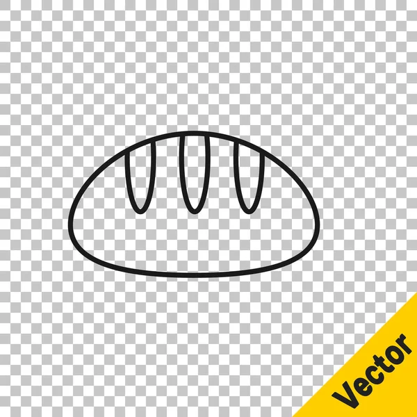 Línea Negra Icono Pan Aislado Sobre Fondo Transparente Vector — Vector de stock