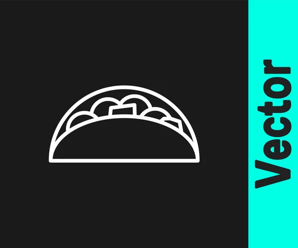 Белая Линия Taco Иконой Тортильи Черном Фоне Традиционное Мексиканское Меню — стоковый вектор