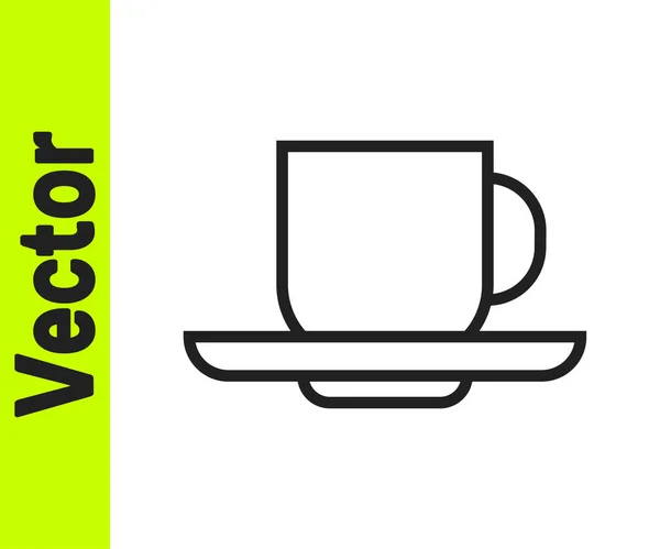 Línea Negra Icono Taza Café Aislado Sobre Fondo Blanco Taza — Vector de stock