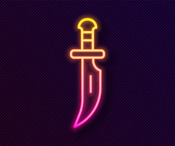 Leuchtende Leuchtschrift Dolch Symbol Isoliert Auf Schwarzem Hintergrund Messerikone Schwert — Stockvektor
