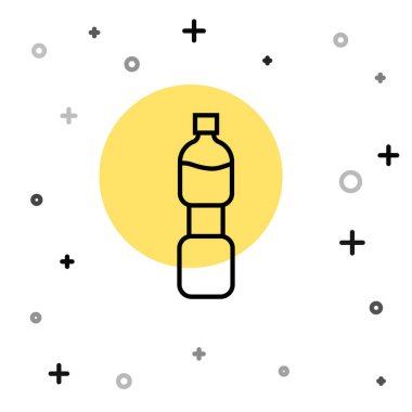 Beyaz arka planda izole edilmiş siyah çizgi su ikonu. Soda su içme tabelası. Rastgele dinamik şekiller. Vektör.