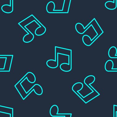 Yeşil çizgi Müzik, ton simgesi mavi arkaplanda izole edilmiş kusursuz desen. Vektör.