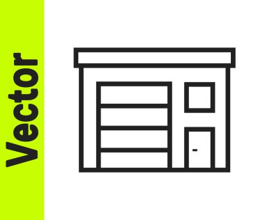 Beyaz arka planda siyah çizgi itfaiye ikonu var. İtfaiye binası. Vektör.