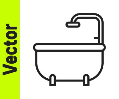 Beyaz arka planda siyah çizgi küvet ikonu izole edildi. Vektör.