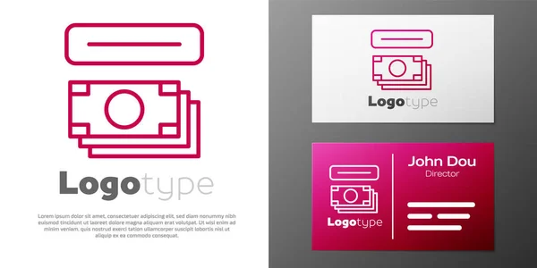 Logotype Line Atm Cajero Automático Icono Dinero Aislado Sobre Fondo — Vector de stock