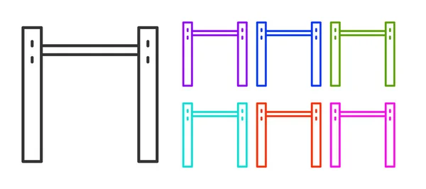 Zwarte Lijn Sport Horizontale Bar Pictogram Geïsoleerd Witte Achtergrond Stel — Stockvector