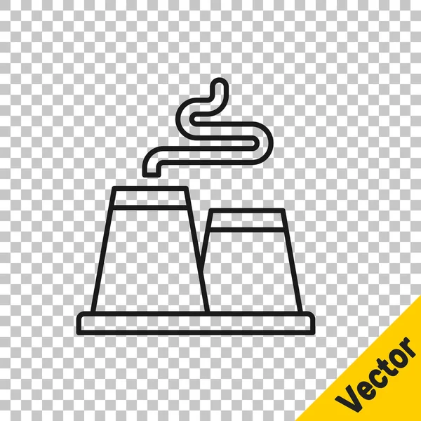 Icono Fábrica Línea Negra Aislado Sobre Fondo Transparente Edificio Industrial — Vector de stock