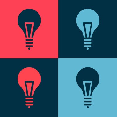 Renkli arka planda fikir ikonu kavramına sahip pop sanat lambası. Enerji ve fikir sembolü. İlham konsepti. Vektör İllüstrasyonu.