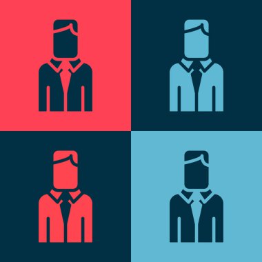 Pop Art Worker simgesi renk arkaplanında izole edildi. İş simgesi kullanıcı profili simgesi simgesi. Erkek kullanıcı işareti. Vektör.