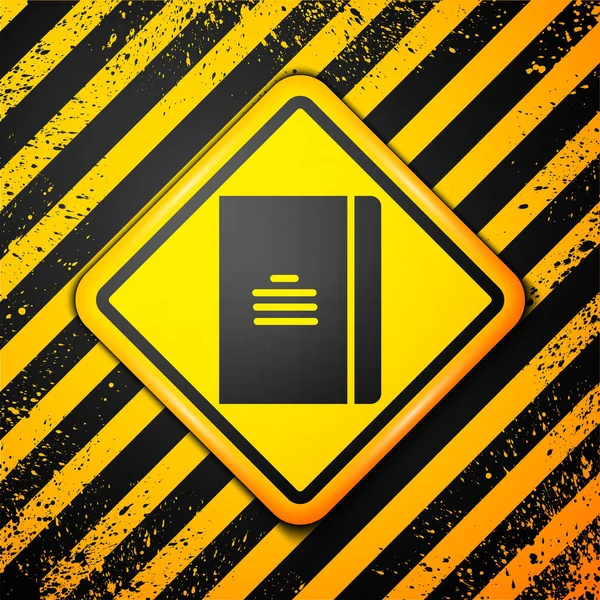 Icono Cuaderno Negro Aislado Sobre Fondo Amarillo Icono Bloc Notas — Vector de stock