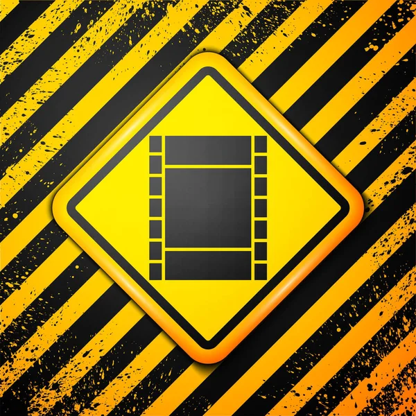 Black Play Video Icon Isolated Yellow Background Film Strip Sign — Stock Vector