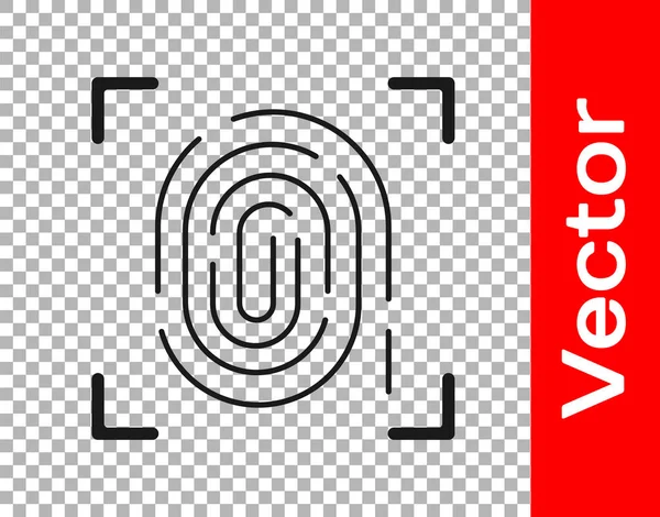Schwarzes Fingerabdrucksymbol Isoliert Auf Transparentem Hintergrund App Symbol Erkennungszeichen Berühren — Stockvektor