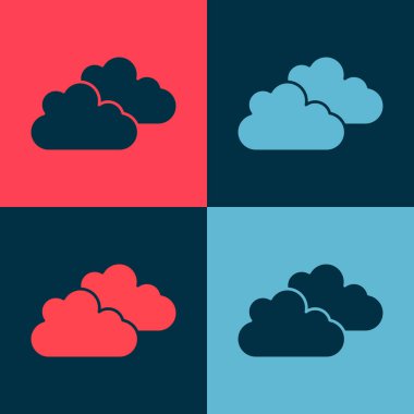 Pop Art Cloud simgesi renk arkaplanında izole edildi. Vektör.