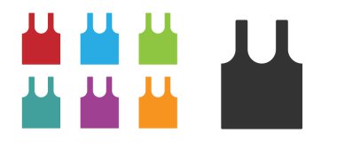 Beyaz arkaplanda siyah kolsuz tişört simgesi izole edildi. Simgeleri renklendirin. Vektör.