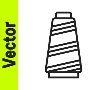 Beyaz arkaplanda izole edilmiş siyah çizgi dikiş ipliği. İplik makarası. İplik kutusu. Vektör İllüstrasyonu.