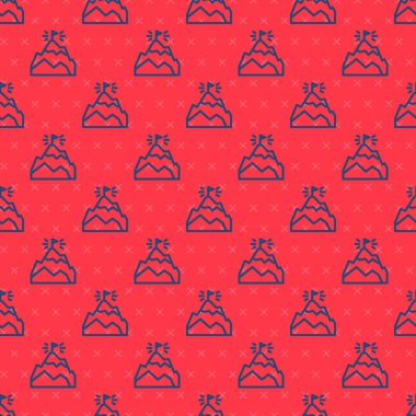 Üzerinde bayrak olan mavi çizgi dağları kırmızı arkaplanda izole edilmiş pürüzsüz desen. Zaferin ya da başarının sembolü. Gol başarısı. Vektör.