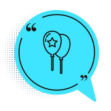 Beyaz arka planda izole edilmiş kurdele ikonu olan siyah çizgi balonları. Mutlu Paskalyalar. Mavi konuşma balonu sembolü. Vektör.