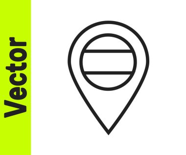 Rusya 'nın siyah çizgi konumu simgesi beyaz arkaplanda izole edildi. Navigasyon, işaretçi, konum, harita, GPS, yön, yer, pusula, arama kavramı Vektör illüstrasyonu